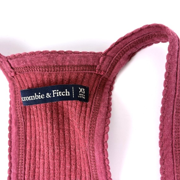 Abercrombie & Fitch Ribbed Henley Tank Top Sz XS Mauve Pink Racerback Scoop Neck - Picture 4 of 14